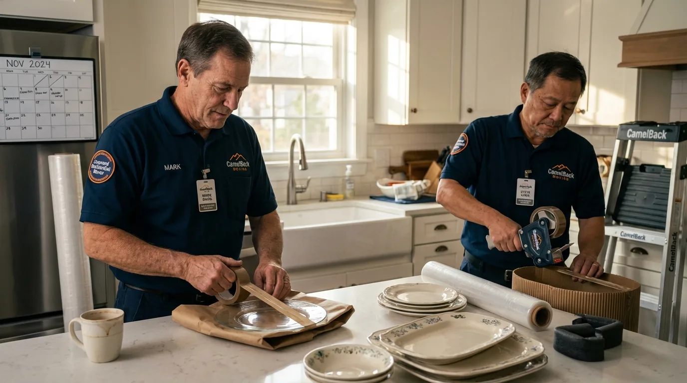 Professional crew packing kitchen dishware in Somerdale, NJ
